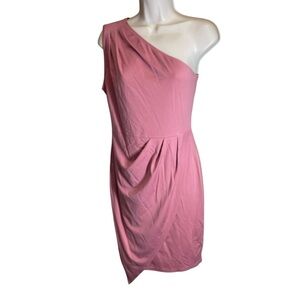 Pretty Garden pink mini dress one shoulder bridesmaid ruched women’s medium
